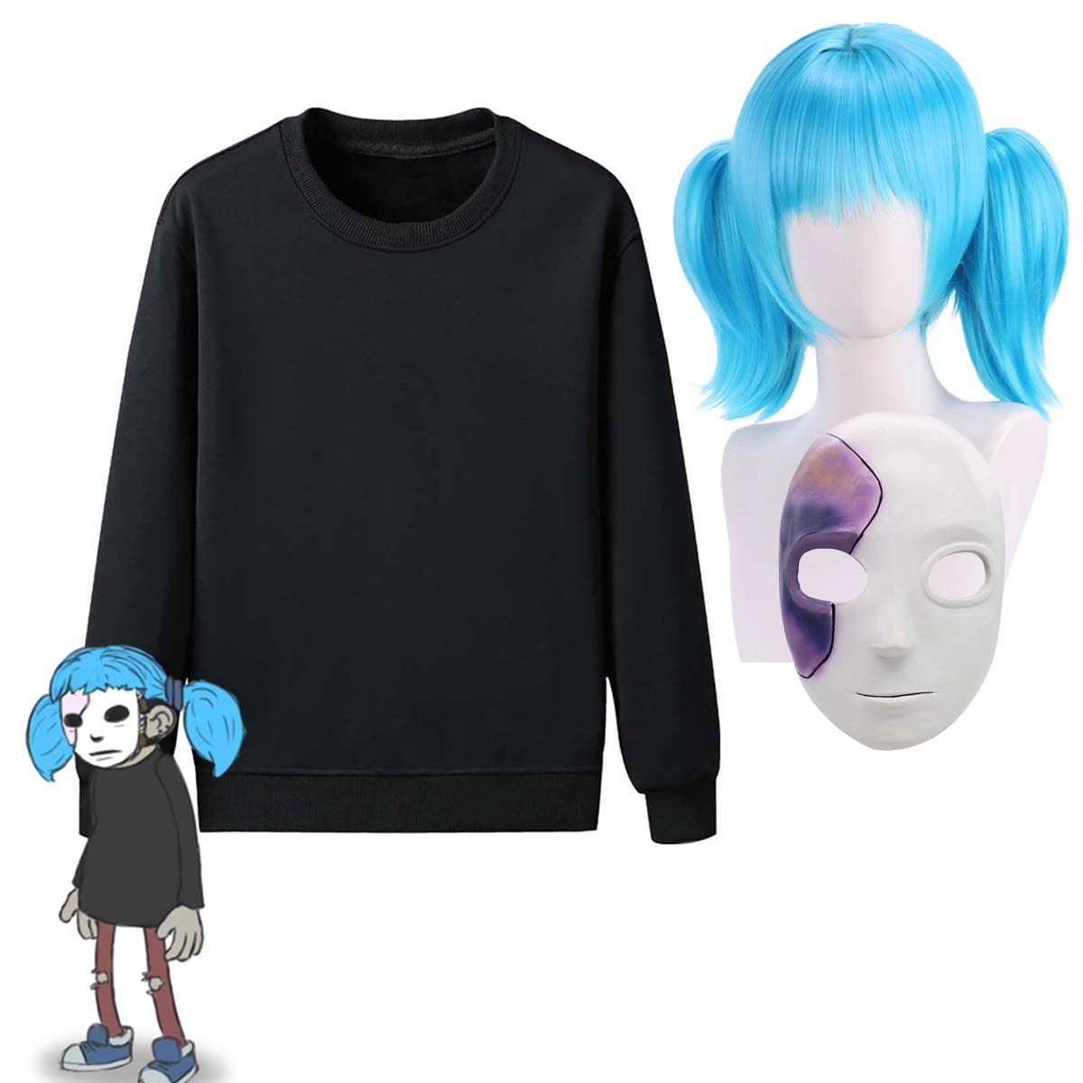 Black Face Mask Pack - Adult Game Sally Face Cosplay Full