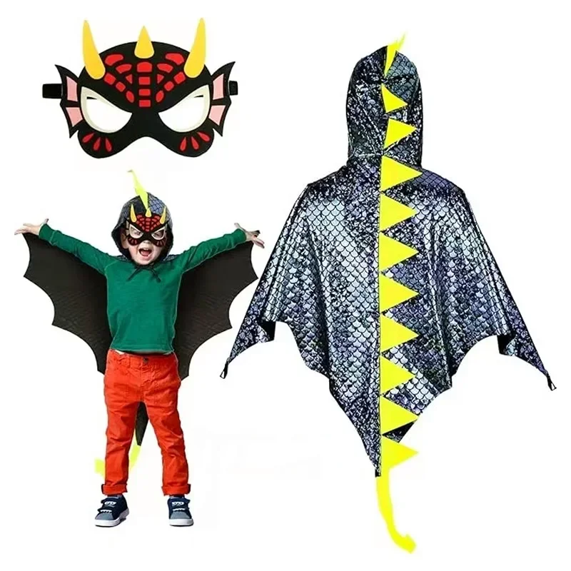 Child Green Dinosaur Cloak wit - Kids Face Mask reseña y precio