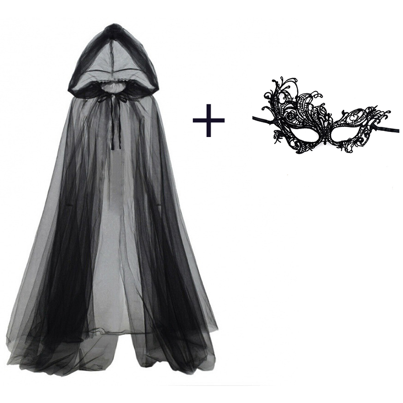 2pcs Set of Black Veil Cape An - Black Face Mask Pack reseña y precio