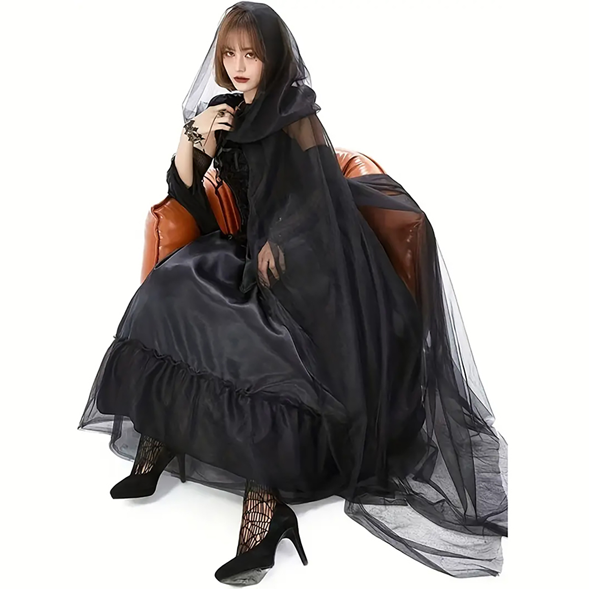 2pcs Set of Black Veil Cape An - Black Face Mask Pack reseña y precio