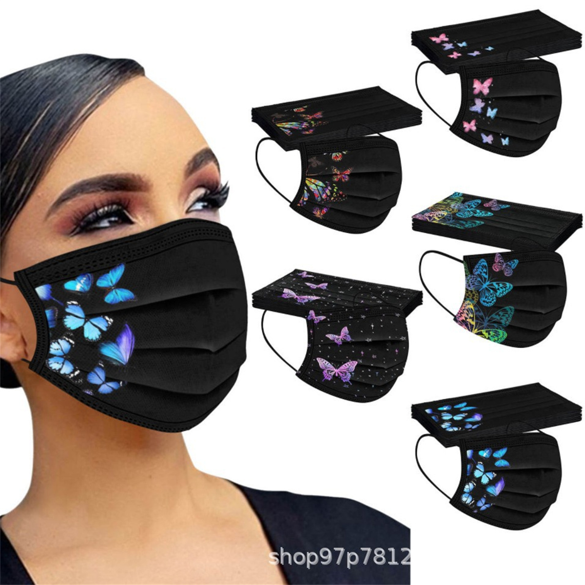 50pcs colorful butterfly print - Disposable Surgical Mask reseña y precio