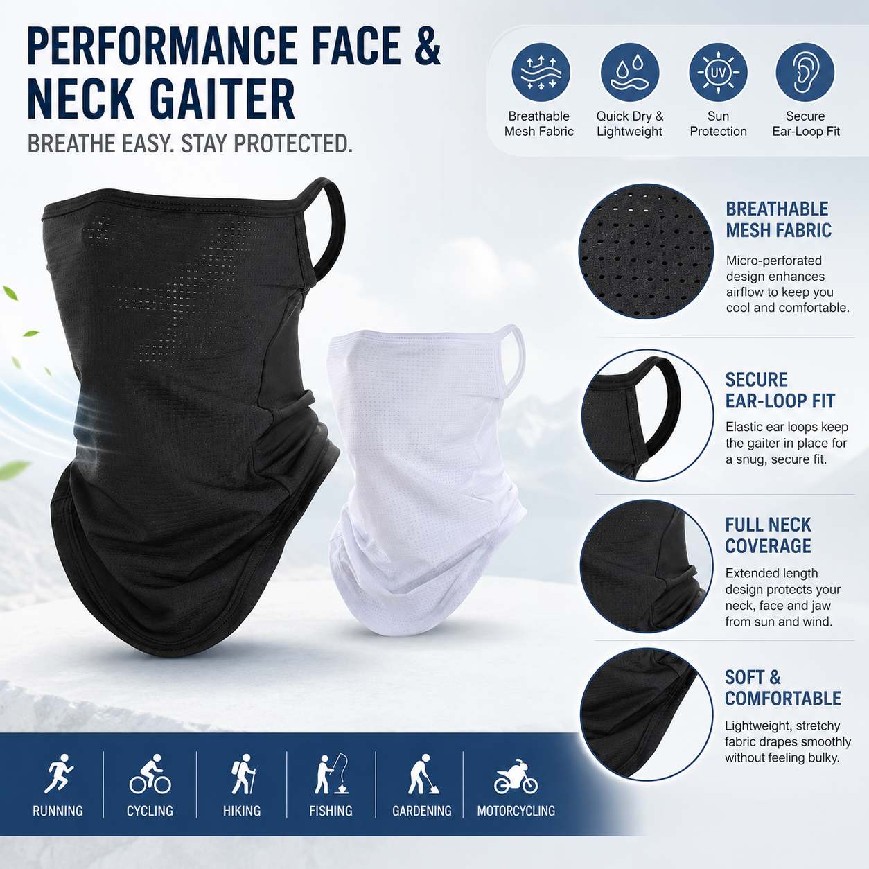Breathable Quick-Dry Neck Gait - Respirator Half Face reseña y precio