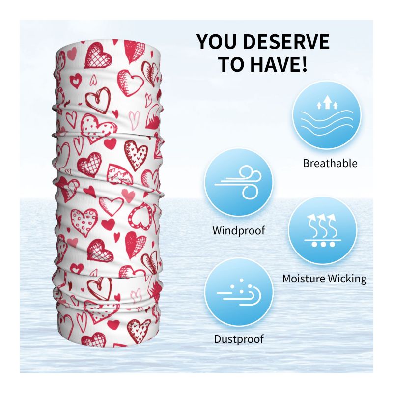 Pink Red Love Hearts Bandana N - Neck Gaiter Face Cover reseña y precio