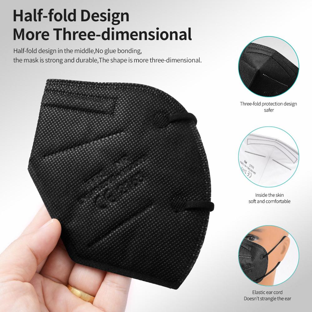 10-200pcs ffp2mask Black kn95  - Kn95 Respirator Mask reseña y precio