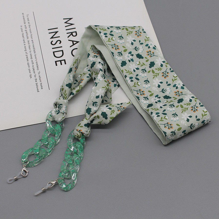 Bohemia Print Silk Scarf Glass - Mask Chain Holder reseña y precio