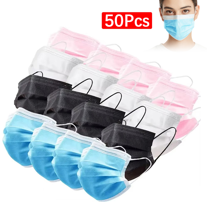 50Pcs 3-layer Mask Face Masks  - Disposable Mask Blue reseña y precio